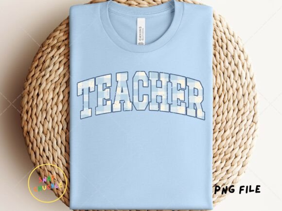 Blue Plaid Distressed Teacher PNG