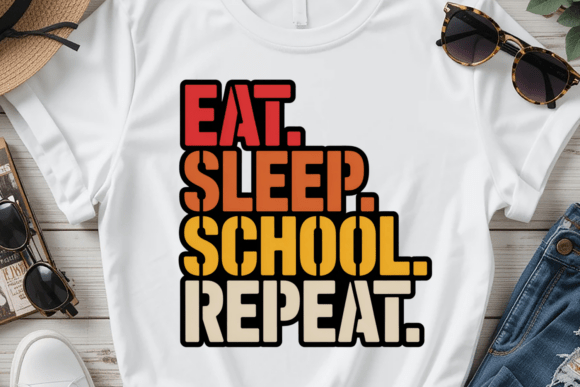 Eat Sleep School Repeat PNG