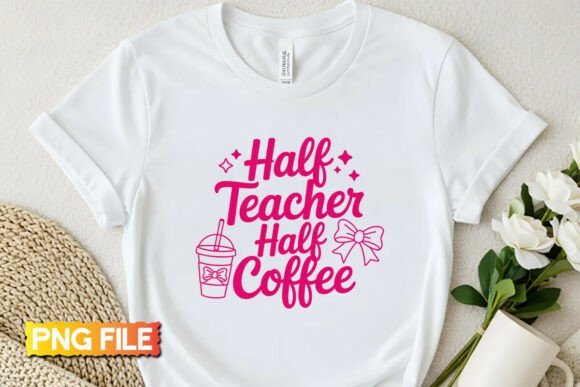 Half Teacher Half Coffee Striped PNG