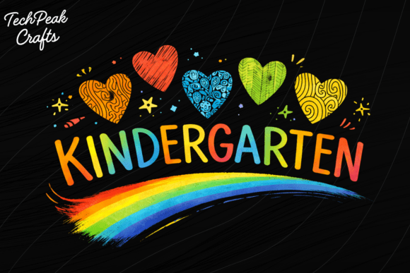 Kindergarten Rainbow Hearts PNG: A Creative Design Asset