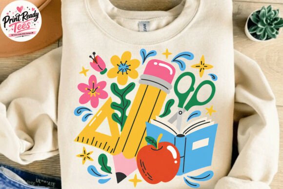 Strategic Applications of School Supplies PNG, Floral School Tools for Educational Branding and Design